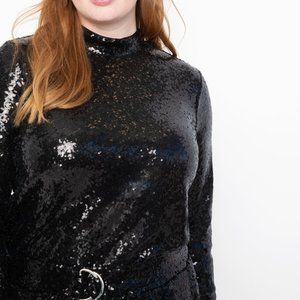 Eloquii Cropped Sequin Turtleneck Top